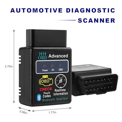 Bluetooth OBD2 Scanner for Car, Wireless OBDII Code Reader Auto Engine Fault Diagnosis Tester, Professional OBD2 Bluetooth Scan Tool Vehicle Interface Adapter for Phone and PC