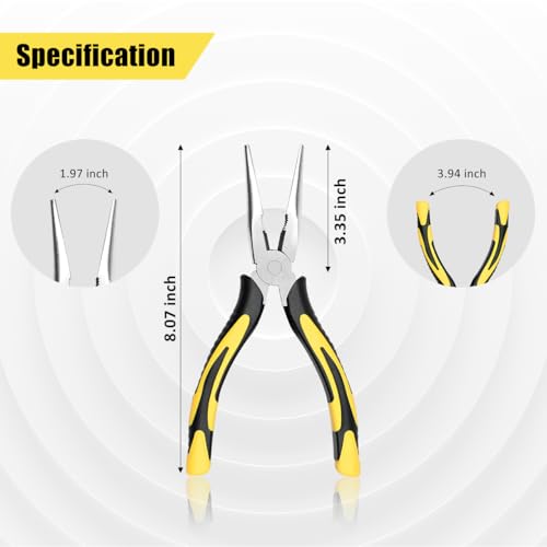 Premium Long Needle Nose Pliers-8’’, Paper Clamp Precision, High Carbon Steel, Soft Grip with Wire Cutter, Long Nose Cutting Pliers for Home, Fishing, Jewelry, Crafts,2pcs - style: Two-8in
