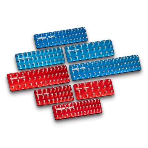Westling USA Premium Aluminum Professional 8 Piece Socket Tray/Organizer Set, Holds 273 Standard and Metric Sockets (Red/Blue, 3 Row) - color: Red/Blue, size: 3 Row