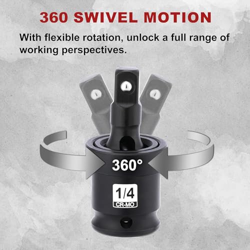 Mayouko 56PCS 1/4 Inch Drive Impact Socket Wrench Set, SAE/Metric, Deep/Shallow, 6 Point, CR-V, 5/32 Inch - 9/16 Inch, 4mm - 15mm, 72 Teeth Ratchet Handle, With Extensions, Adapters, Universal Joint - size: 56PCS With Accessory&Ratchet