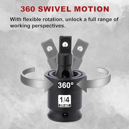 Mayouko 56PCS 1/4 Inch Drive Impact Socket Wrench Set, SAE/Metric, Deep/Shallow, 6 Point, CR-V, 5/32 Inch - 9/16 Inch, 4mm - 15mm, 72 Teeth Ratchet Handle, With Extensions, Adapters, Universal Joint - size: 56PCS With Accessory&Ratchet