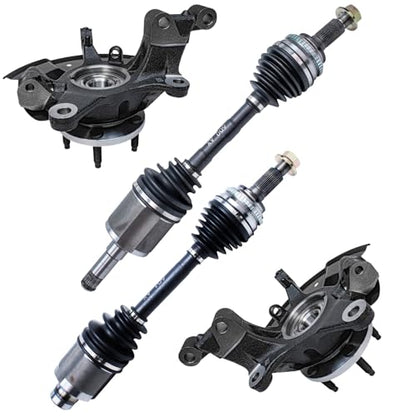 Detroit Axle - FWD Front 4pc Steering Knuckles Kit for 07-10 Ford Edge Lincoln MKX, 2 CV Axles 2 Steering Knuckles & Wheel Bearing Hubs 2007 2008 2009 2010 Replacement - size: 4UX50467/Kit