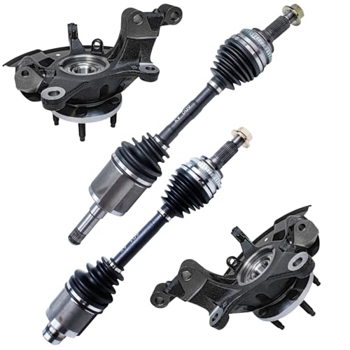 Detroit Axle - FWD Front 4pc Steering Knuckles Kit for 07-10 Ford Edge Lincoln MKX, 2 CV Axles 2 Steering Knuckles & Wheel Bearing Hubs 2007 2008 2009 2010 Replacement - size: 4UX50467/Kit