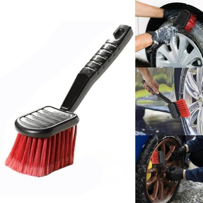 Car Detailing Wheel Brush with Ergonomic Grip - Soft Bristle Rim Cleaner for Brake Dust on Alloy Wheels - Flexible Tire Brush for Engine Bay - 10.24 Inch