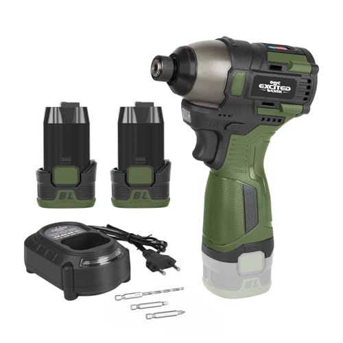 17V Brushless Screwdriver, 140Nm Cordless Impact Driver Set with 3 Adjustable Speed, 2 Batteries and Led Work Light - color: Green, size: 17V Brushless Screwdriver