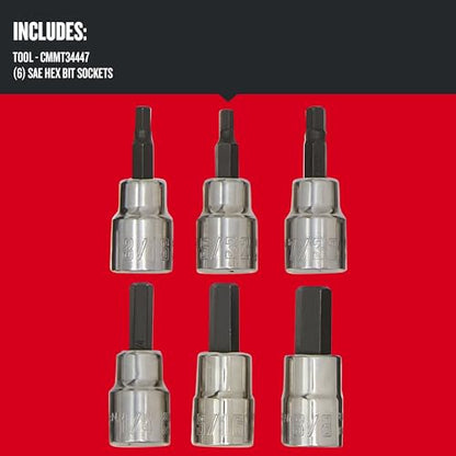 CRAFTSMAN Hex Bit Socket Set, 3/8" Drive, SAE, 6-Piece (CMMT34447) - size: 6PC in, style: 6PC Hex SAE