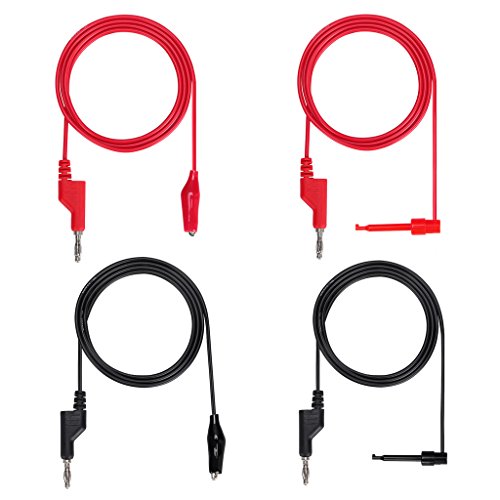 Sumnacon Multimeter Test Lead Set - Stackable Banana Plug to Test Hook, Banana Plug to Alligator Clips Test Cable Kit, Flexible Silicone Electrical Test Wire Leads with Protective - size: 3.3Ft/1M