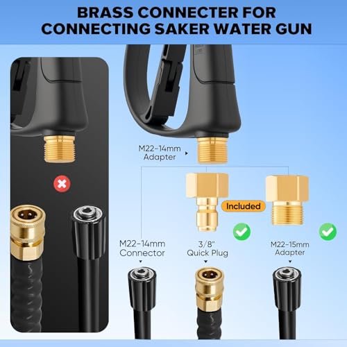 Saker Foam Cannon Dual Connector Accessory for Pressure Washer Kit,with Foam Cannon Dual Connector,Pressure Washer Gun for Car Washing and Cleaning,5 Power Washer Sprayer Nozzles - size: Four-Piece Set