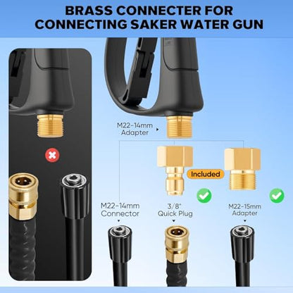 Saker Foam Cannon Dual Connector Accessory for Pressure Washer Kit,with Foam Cannon Dual Connector,Pressure Washer Gun for Car Washing and Cleaning,5 Power Washer Sprayer Nozzles - size: Four-Piece Set