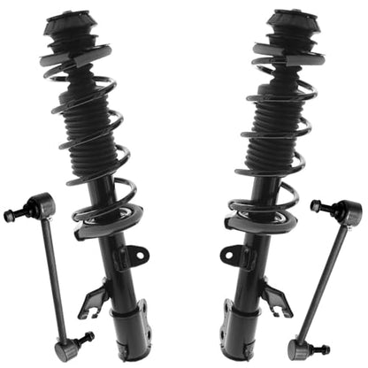 Detroit Axle - 4pc Front Struts Sway Bars for 2012-2019 Nissan Versa Note | 2 Struts with Coil Springs 2 Sway Bars 2013 2014 2015 2016 2017 2018 Replacement Suspension Kit - size: 4QS54063/ sway kit