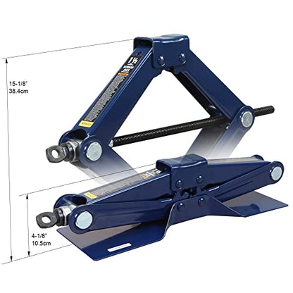 TCE AT10152U Torin Steel Scissor Lift Jack Car Kit, 1.5 Ton (3,000 lb) Capacity, Blue - size: 1.5 Ton, style: Scissor Jack
