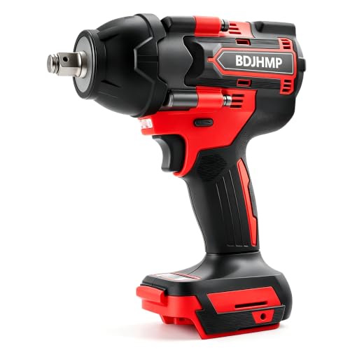 Brushless 1/2 Inch Cordless Impact Wrench, 1500 N.m High Torque Impact Gun 3000RPM Compatible with Makita 18V LXT Batteries, Electric Impact Driver for Car & Home, Bare Tool Without Battery - color: Red No Battery
