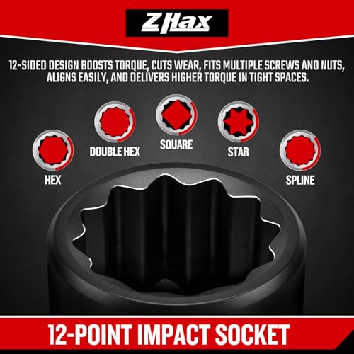 ZHAX 3/8 Inch Drive 12 Point Impact Socket Set, 74 PCS Standard SAE(5/16"- 3/4") & Metric(8-22mm) With Color Ring, Deep & Shallow, 72T Wrench Ratchet Tool Kit,Cr-V With Heavy Duty Storage Case - size: 3/8" drive 12 point