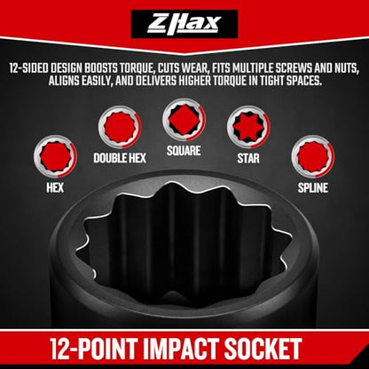 ZHAX 3/8 Inch Drive 12 Point Impact Socket Set, 74 PCS Standard SAE(5/16"- 3/4") & Metric(8-22mm) With Color Ring, Deep & Shallow, 72T Wrench Ratchet Tool Kit,Cr-V With Heavy Duty Storage Case - size: 3/8" drive 12 point