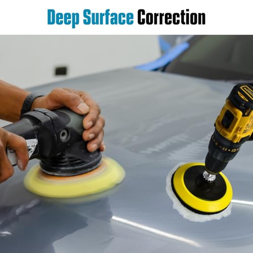 LINE10 Tools Glass Epoxy Resin Plastics Sanding Polishing Kit for Drill or Orbital Sander Polisher or Angle Grinder with Hook and Loop Backing Plate Wool Felt Buffing Pads Green Film Wet Dry Sandpaper
