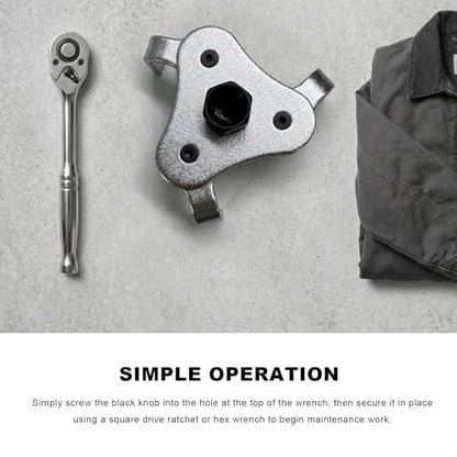 Adjustable Oil Filter Wrench Tool, 3-Jaw 2-Way Auto Oil Filter Removal Tool from 1.9 Inch to 3.6 Inch, 1/2" Drive Engine Filters Remover Disassembly Tools for Cars Trucks SUVs