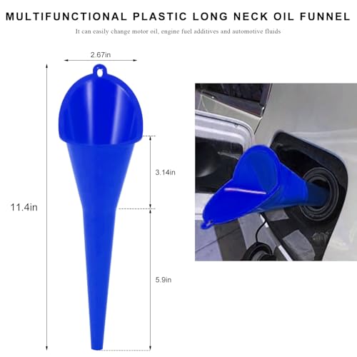 Oil Funnel, Plastic Long Neck Multi-Purpose Spill Saver Funnel, Engine Oil Funnels for Filling Oils Gas Water Diesel Fuel Lubricants for Car Motorcycle ATV Boat (Blue-1PCS) - color: Blue-1PCS