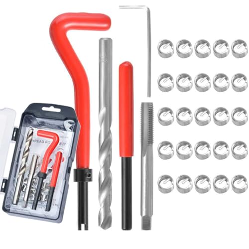 M5 x 0.8mm Thread Repair Kit, Stainless Thread Repair Insert Kit Compatible Hand Tool Set for Auto Repairing - size: M5 x0.8mm, style: Metric