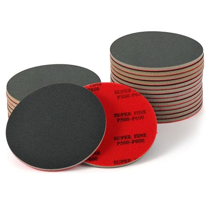 MAXMAN 12pcs Foam Sanding Pads, 6 Inch Sanding Sponge Set, 500-600 Grit Bowling Sanding Pads, Reusable Wet Dry Sandpaper Block for Random Orbital Sander, Wood, Metal, Auto Polishing & Curved Surfaces - size: 6 inch, style: 500-600 Grit