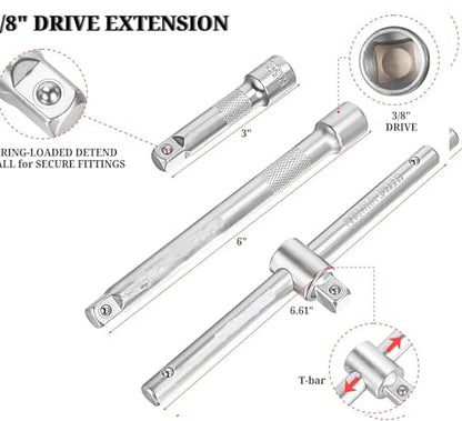 23-Piece Drain Plug Socket Set, 3/8" Drive Oil Drain Plug Key for Back Axle, Differential, Gearboxe, Engine Oil Sump