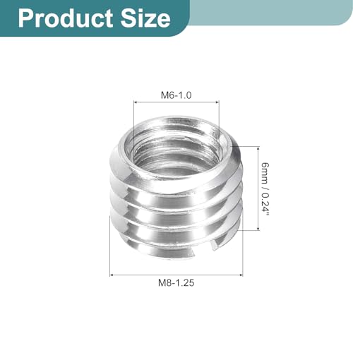 uxcell 10Pcs Threaded Inserts, M6-1x6 & M8-1.25x6 Stainless Steel 303 Screw Thread Sleeves Thread Repair Insert for Mechanical Equipment - size: M6-1x6 & M8-1.25x6mm