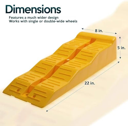 ZONETECH Automotive Leveling Ramps - 8 Packs Premium Quality Camper Trailer SUV Car Wheel Chocks, Leveler, Stabilizer on Uneven Ground- Great for Raising Auto - color: Yellow 8