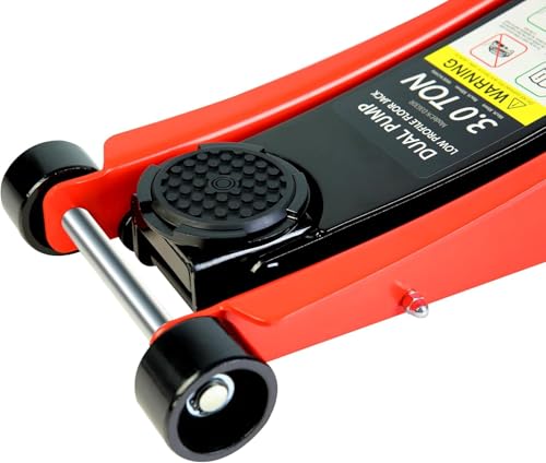 3 Ton Low Profile Floor Jack, Heavy Duty Floor Jack with Dual Pistons Quick Lift Pump, Steel Car Jacks Adjustable Height 3.3"-19.7", Hydraulic Trolley Floor Jacks 3 Ton/6000 LBS Capacity, Red - color: Red - 3 Ton(Dual Pump), Lift 3.3"-19.7"