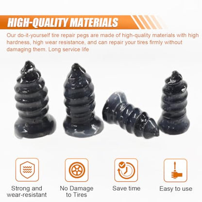 60PCS Screw in Tire Plug Kit, Tire Repair Rubber Nails, Self-Tapping Tire Screws with 2 Sizes & Screwdriver, Suitable for Car, Motorcycle, Bikes, Tractor, Tire Puncture Repair