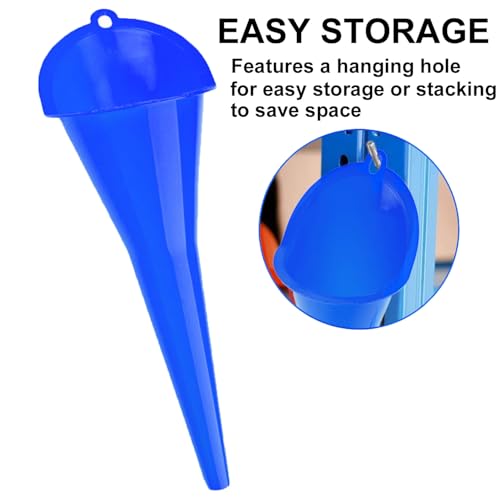 3-Pack Long-Neck Oil Funnels, 11" Multi-Purpose Funnels for Automotive & Motorcycle Use – Reusable Funnel for Oil, Gas & Transmission Fluid (Blue) - color: Blue