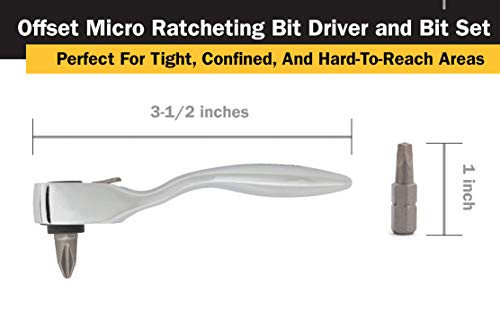 Titan 11205 3-1/2-Inch Offset Micro Ratcheting Bit Driver and Bit Set - style: Offset Bit Driver w Bits