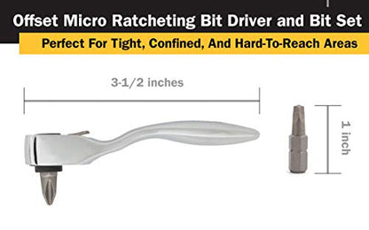 Titan 11205 3-1/2-Inch Offset Micro Ratcheting Bit Driver and Bit Set - style: Offset Bit Driver w Bits
