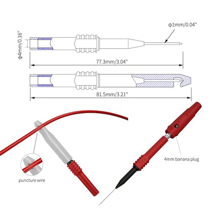 13pcs 4mm Banana PlugTest Leads Kit Digital Electrical Test Probes Set Fully Insulated Alligator Clips Test Tweezer Wire-Piercing Back Probe Pin 0079 - style: 13pcs