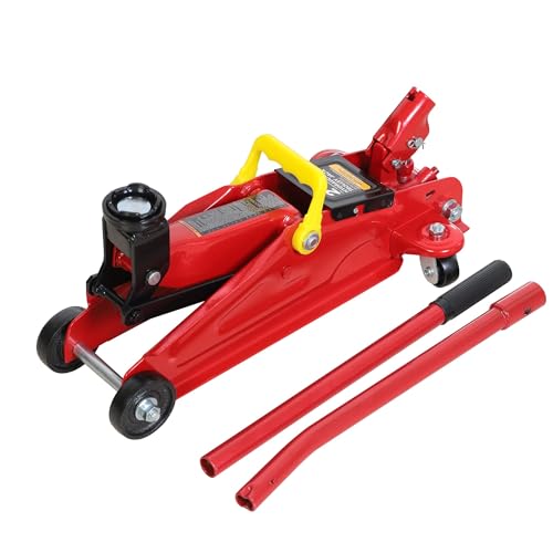 Big RED 2 Ton (4,000 lb.) Hydraulic Trolley Service Lift Jack/Portable Floor Jack with Special Slow Release and Blow Mold Carrying Storage Case - color: Red, size: 2 Ton (4,000 lb) with Case