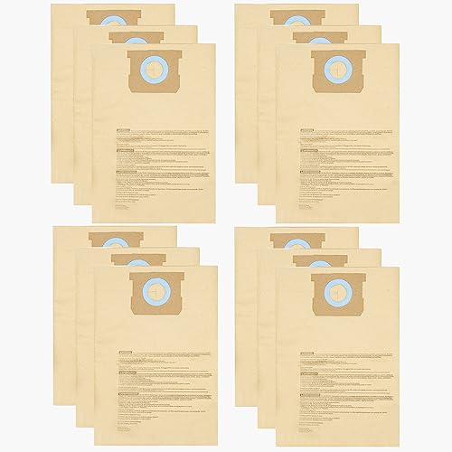 12 Pack DXVA19-4102 Dust Bags for DEWALT 12-16 Gallon Wet Dry Vacuum, Compatible with DXV12P DXV14P DXV16P DXV16PA DXV16S