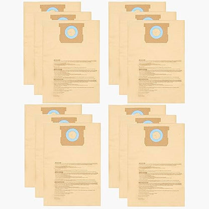 12 Pack DXVA19-4102 Dust Bags for DEWALT 12-16 Gallon Wet Dry Vacuum, Compatible with DXV12P DXV14P DXV16P DXV16PA DXV16S