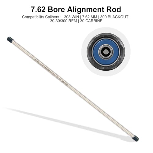 BTEVGO Bore Alignment Rod for 9MM, 5.56, 7.62, .45, 6.5, 6.8, .338 Protective Case | Verify Alignment to Muzzle, Prevent Baffle Strikes - size: 7.62