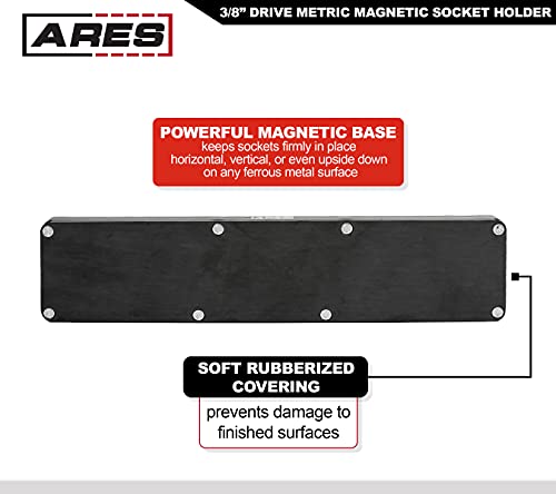 ARES 70235-30-Piece 3/8-Inch Metric Magnetic Socket Holder - Securely Holds 15 Standard and 15 Deep Size Sockets in Place - Keeps Your Tool Box Organized - color: Black (Mm), size: 3/8-Inch Drive - 1-Piece
