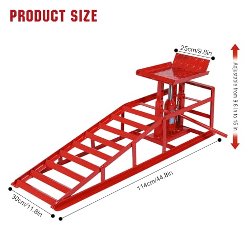 2Pcs Metal Hydraulic Auto Repair Ramps, 5 Ton Capacity Vehicle Service Ramps for Cars, Trucks & Routine Tire Replacement
