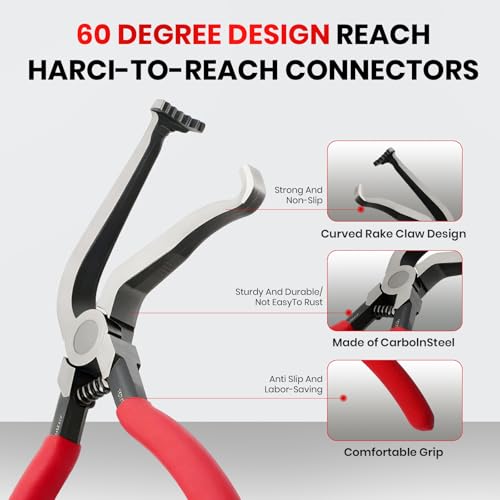 Electrical Disconnect Pliers 4pack Fuel Line Clip Removal Tool | Automotive Tools Connector Clamps, Ignition Coil Safety Wire Plier, for Cars Trucks Clamp Repair - color: Red