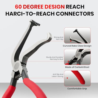 Electrical Disconnect Pliers 4pack Fuel Line Clip Removal Tool | Automotive Tools Connector Clamps, Ignition Coil Safety Wire Plier, for Cars Trucks Clamp Repair - color: Red