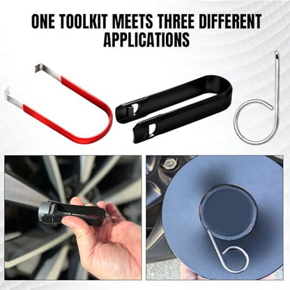 3PCS Car Wheel Hub Bolt Nut Cover Removal Tool, Lug Nut Removal Tool, 3 Styles Lug Cap Cover Remover Set, Car Accessories Tire Hub Puller & Lug Cap Puller Hook Universal for Most Vehicles