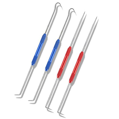 Salior 4PCS CarbonSteel Hook Tool and Pick Set,Double End Pick and Hook Set Auxiliary Dismantling Fittings,Universal O Ring Pick Set and Hook Tool Car Accessories Fit for Most Vehicles (Red+Blue) - color: Red+Blue/4PCS