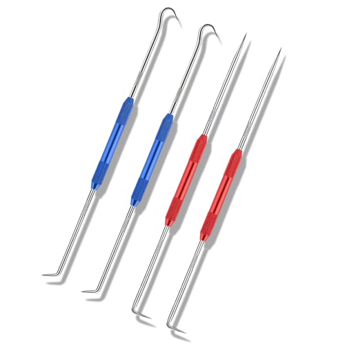 Salior 4PCS CarbonSteel Hook Tool and Pick Set,Double End Pick and Hook Set Auxiliary Dismantling Fittings,Universal O Ring Pick Set and Hook Tool Car Accessories Fit for Most Vehicles (Red+Blue) - color: Red+Blue/4PCS