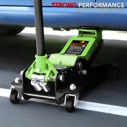 DNA Motoring Low Profile Hydraulic Trolley Service/Floor Jack, 4 Ton (8000 lbs) Capacity, Lifting Range 4.5"-20", Green, TOOLS-00307-GR - color: Green, style: 4 ton