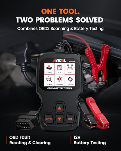 ANCEL AD310 Pro Bluetooth OBD2 Scanner with Battery Tester, Check Engine Light Code Reader & Car Diagnostic Tool, Read/Clear Codes, Live Data, Battery Health & Charging Test for 1996+ Vehicles