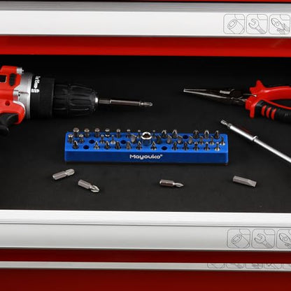 Mayouko 1/4" Magnetic Hex Bit Holder Rack Organizer, 43 Holes, 1/4-Inch Drill Bit Holder, Blue, 2 Racks, Magnetic Bit Holder with Magnet Base for Screwdriver Bits - color: Blue-2packs