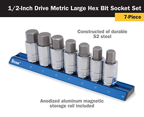 Titan 16131 7-Piece 1/2-Inch Drive Metric Hex Bit Socket Set - style: Large Metric Hex