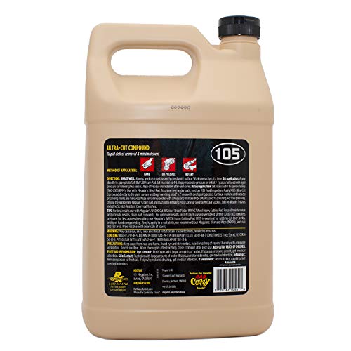 Meguiar's Mirror Glaze M105 Ultra-Cut Compound, Car Rubbing Compound for Removing Scratches and Heavy Swirls While Adding Shine, Safe and Effective on All Glossy Car Paint and Clear Coats, 1 Gallon - size: 1 Gallon, style: Ultra-Cut Compound