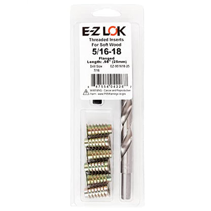 E-Z Hex Thread Repair Kit for Soft Wood Flanged Threaded Inserts 5/16-18 x 22mm, Drill, Installation Tool - size: M8-1.25 x 25mm, style: Flanged