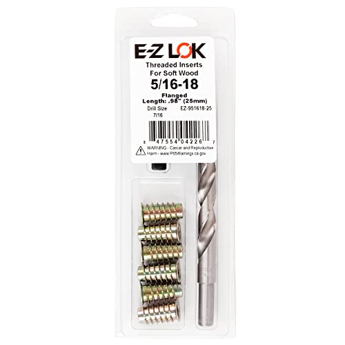 E-Z Hex Thread Repair Kit for Soft Wood Flanged Threaded Inserts 5/16-18 x 22mm, Drill, Installation Tool - size: M8-1.25 x 25mm, style: Flanged